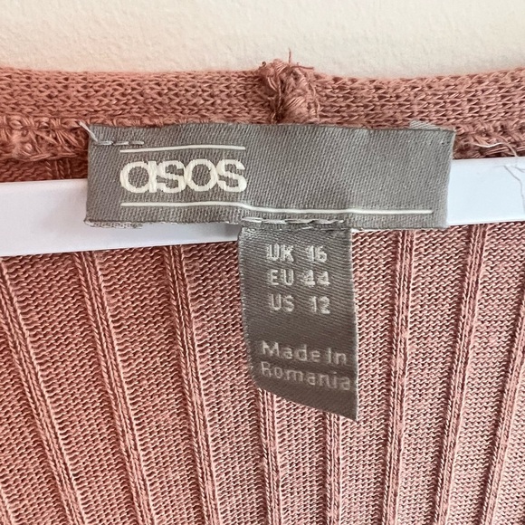 Asos | Dusty Pink Ribbed Body Con Peekaboo Dress - Picture 2 of 3
